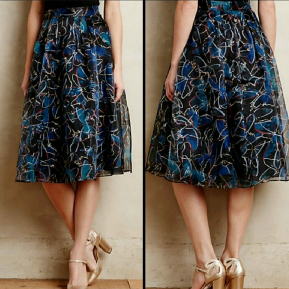 Anthro Shimmered Monarch Skirt